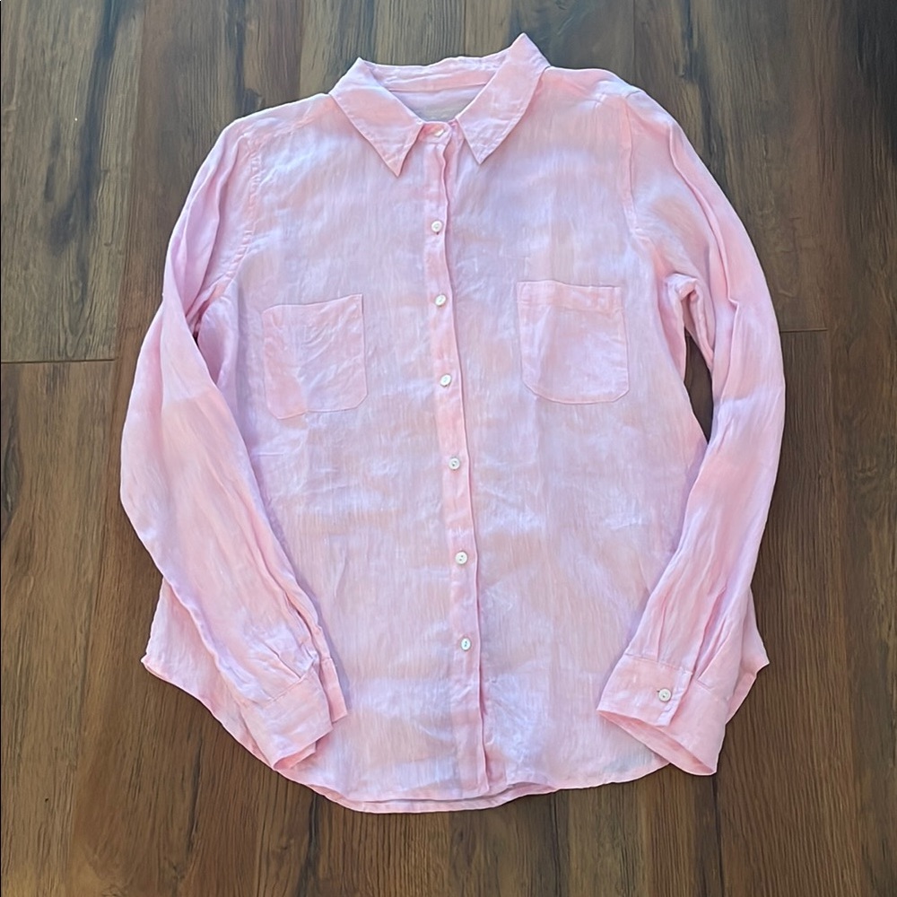 Lilly Pulitzer Linen Pink Button Down Shirt